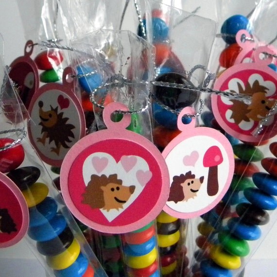 Hedgehog Valentine Favors, Candy Treat Bags, Set of 12 Il_570xn