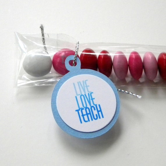 Teacher Candy Treat Bag Favors - Live, Love, Teach, Set of 12, Blue Il_570xn