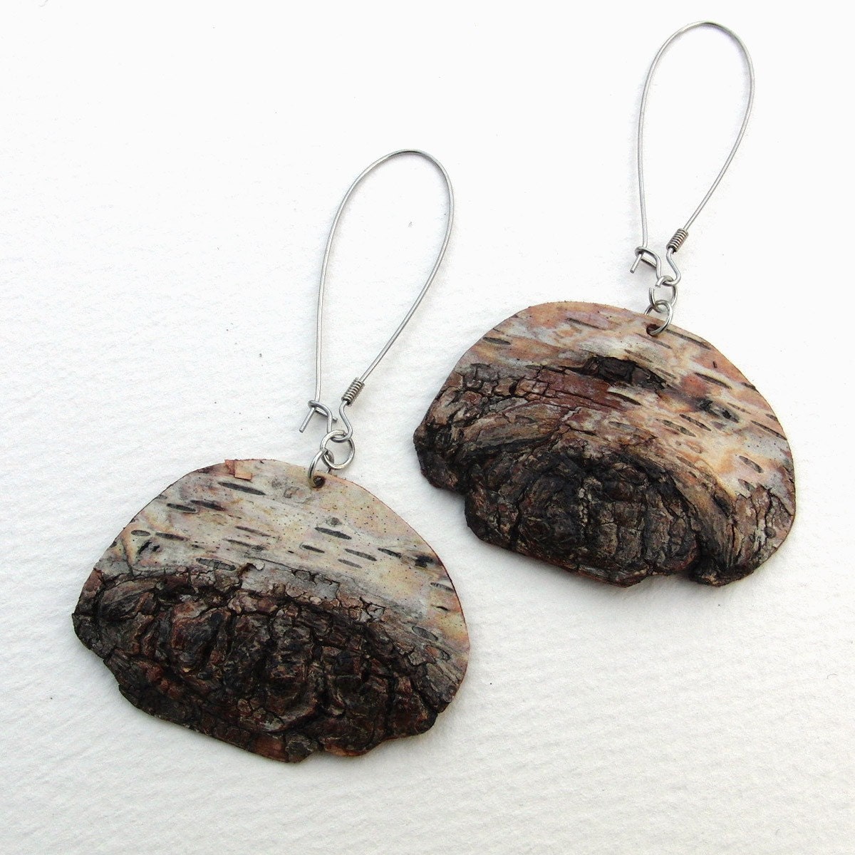 Birch bark earrings Duplet