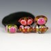 5 Lampwork Beads Garden Pink Yellow Green Flowers