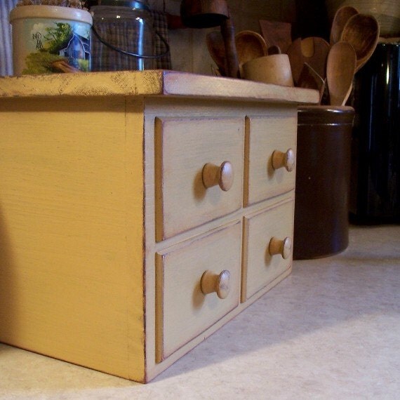 Primitive 4 Drawer Toaster Cover Apothecary Style Kitchen