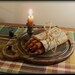 Primitive Bundle of 7 Grubby Candles Apple Pie Scent Quilt Piece