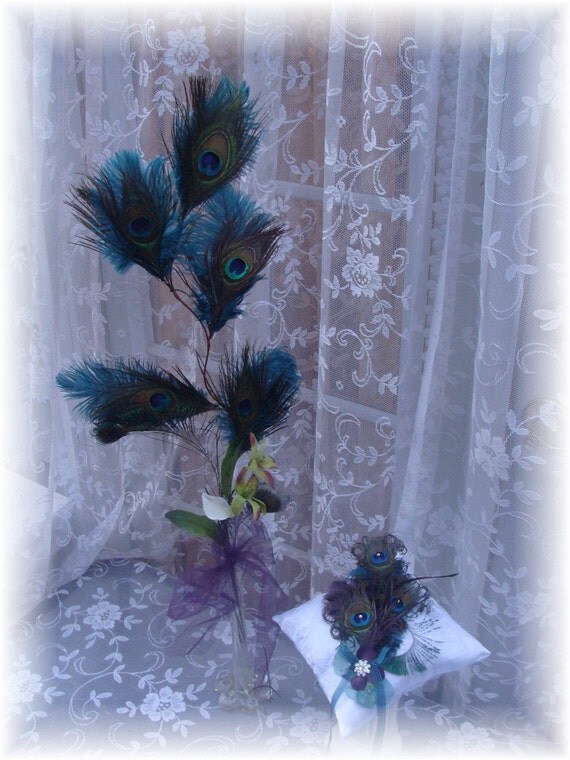 Ostrich And Peacock Feather Centerpiece In Your Choice Of