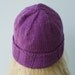 Soft Purple Wool Hat, Hand Knit Beanie, Raspberry Mauve