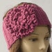 Cotton Flower Head Band, Crocheted Ear Warmers, Ear Muff, Lace Fashion, Medium Pink