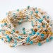 Boho Strand Necklace, Wrap Bracelet, Stackable Bracelet, Anklet, Bohemian Beaded Jewelry, Crochet Jewelry, Turquoise, Gold