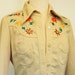 Embroidered Shirt Jacket, Western Yoke n Stitching, Vintage 1970s Style, Fits a Medium, M size