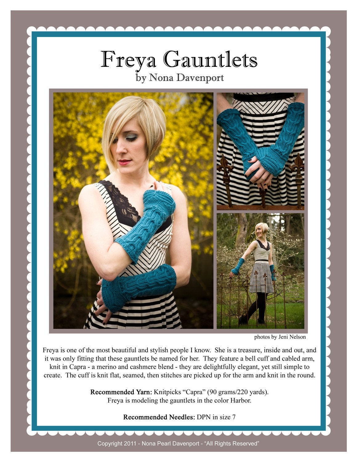 Freya Gauntlet Knitting Pattern PDF