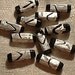 Lampwork Beads, Rectangular Tube, Black and White, Silver Foil, 8 pcs. No. 13913