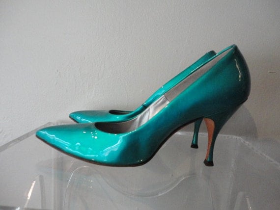 Items similar to 50s Shoes / 50s Stilettos / Vintage 1950s Aqua ...