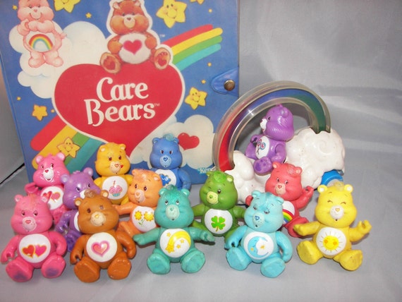 Vintage Poseable Care Bears with Cloud Car and by ZellesAttic