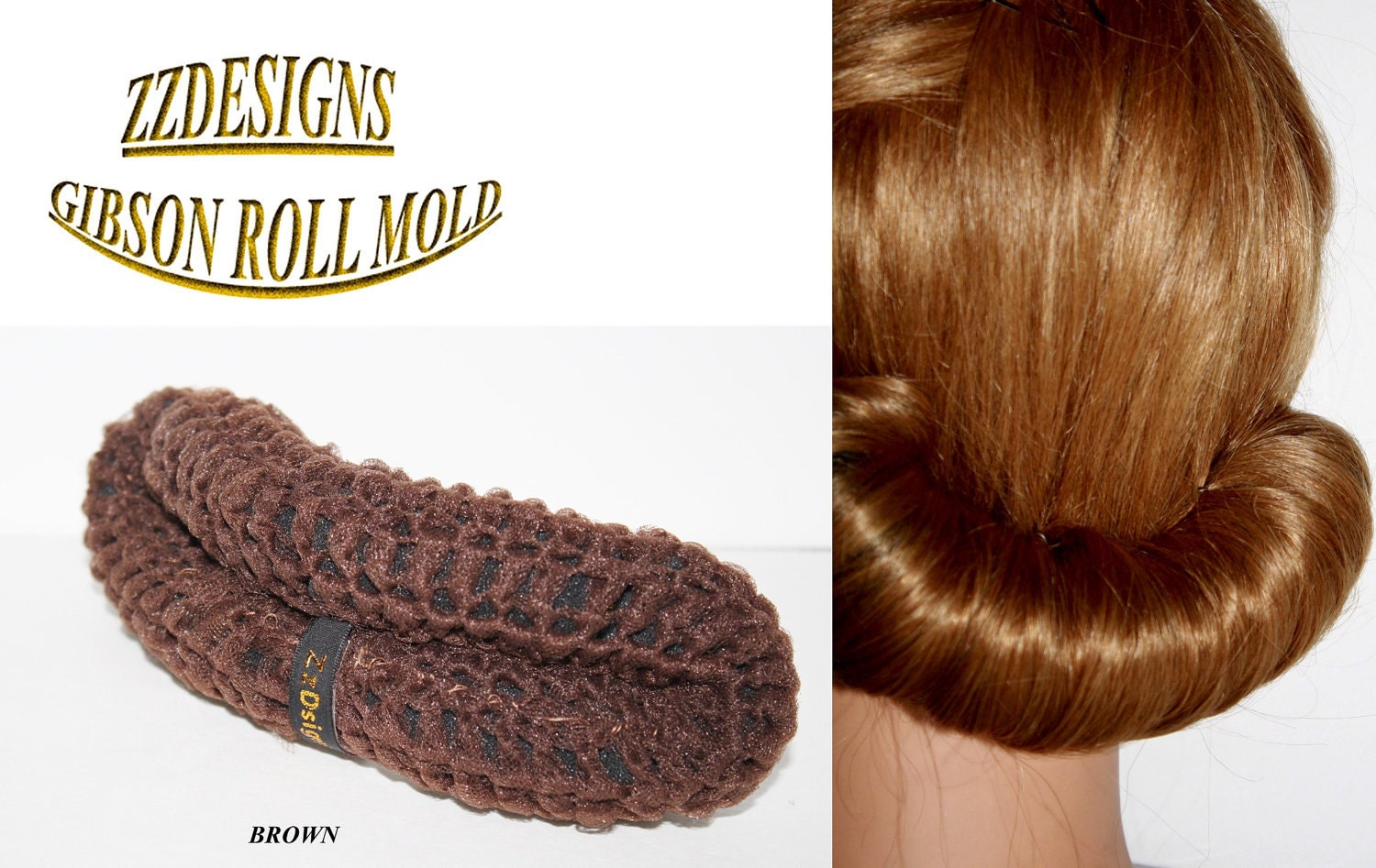 SNOOD Gibson Hairstyle Hair tool BROWN Ratt that creates
