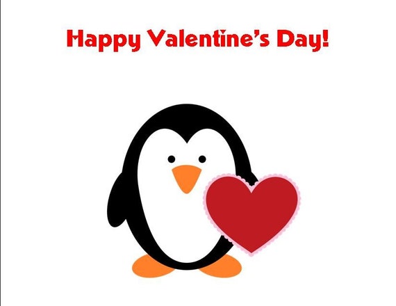 Penguin Valentine's Day Cards set of 10 folded notes