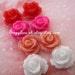 SALE-Ivory,red, peach and hot pink Resin Rose Cabochons 10mm beads Flat back Assorted Colors sample pack carver rose cabochon beads