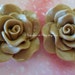 Special SALE 10pcs Coffee Beige tan Rose Cabochon 30mm- Vintage Style Large Cappuccino flowers for hair clips or bobbi pins