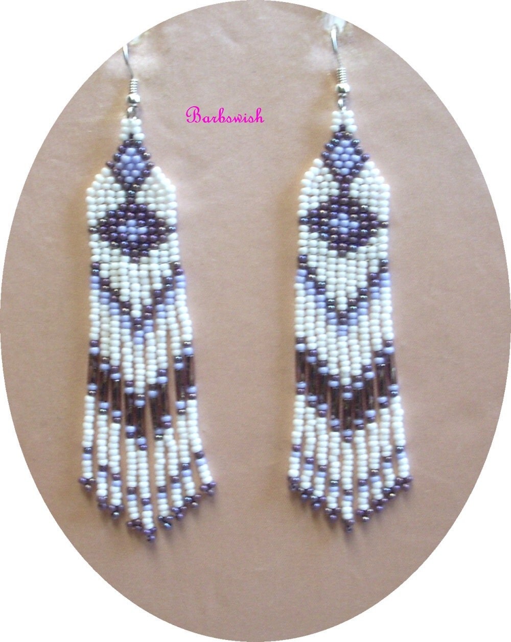 Indian Style Seed Bead Earrings Diamond Pattern 6sbe2