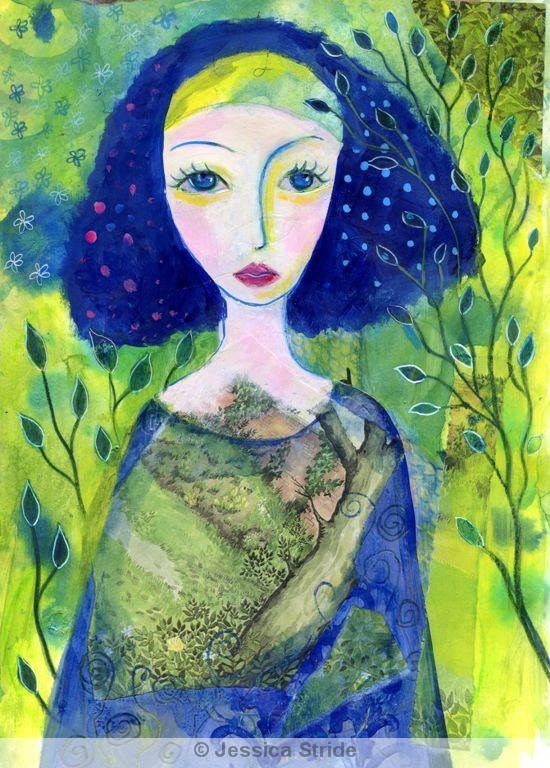 The Love of Nature. Art print from my mixed media painting.