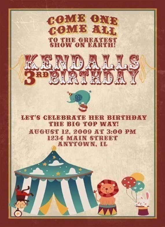 Items similar to Circus Birthday Invitation on Etsy