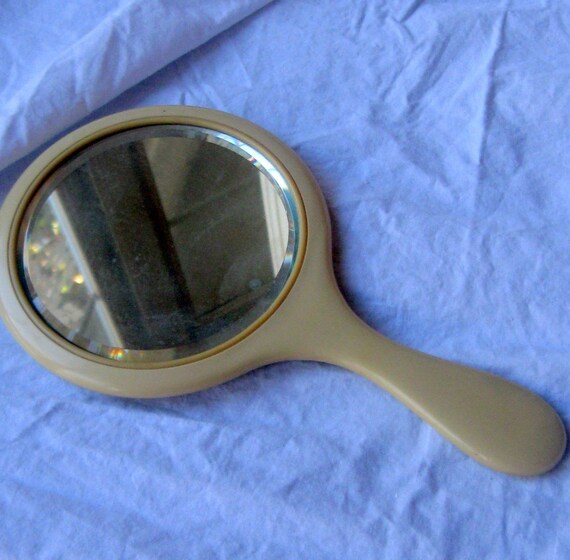 Vintage French Ivory celluloid hand mirror