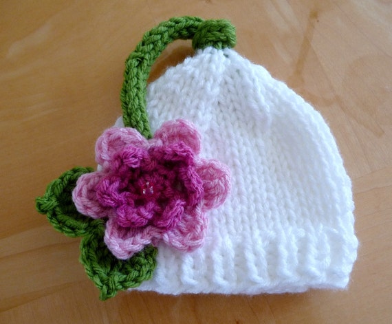 instant Download PATTERN Sweetness Hat Newborn and Six Month Knit and Crochet