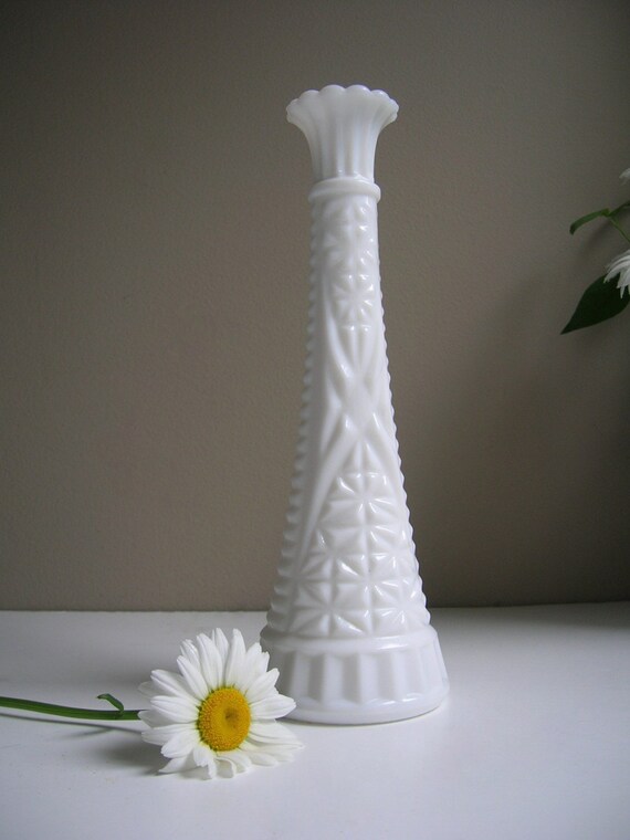 Wedding White...Fluted Flare...Milk Glass Vase..