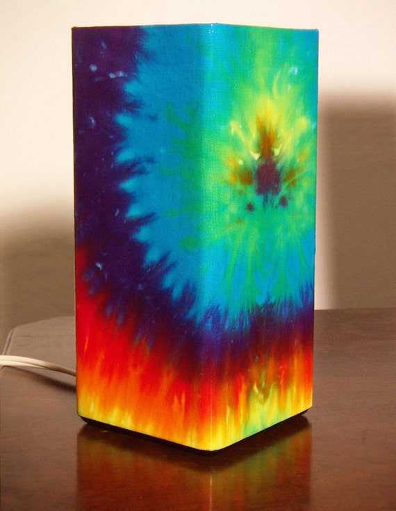 Rainbow Colors Tie Dye Accent Lamp by tiedyedmonkeys on Etsy