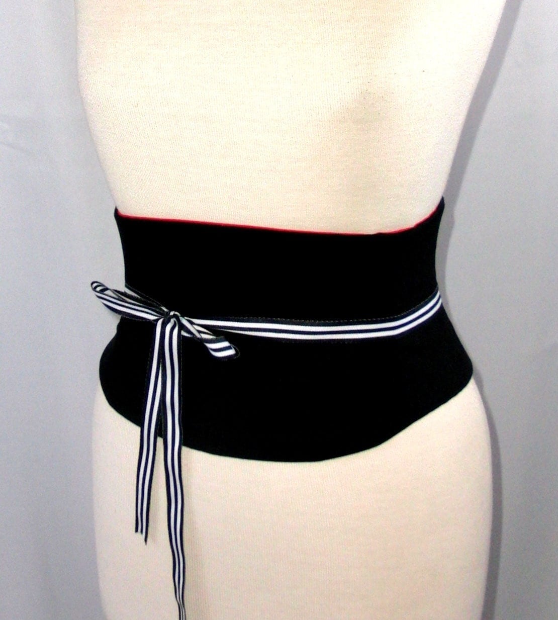 Organic Cotton Corset Waist Cincher Belt in Red and Black