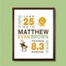 8x10 Birth Print for Boys - Custom Nursery Art