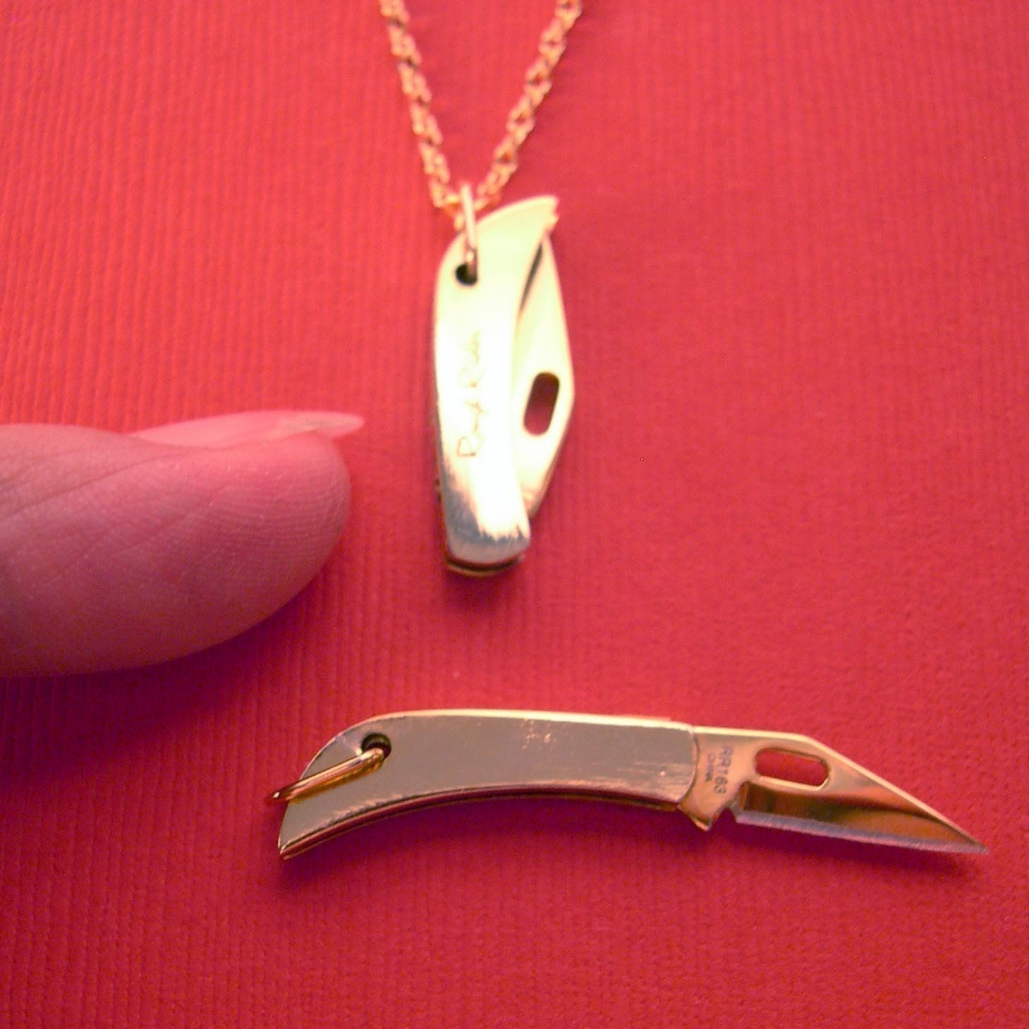 REAL Working Golden Tiny Folding Knife Necklace YOU Are Sooo