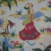 RESERVED FOR JENNI: Rare Vintage Novelty Mexican Barkcloth Fabric Drape