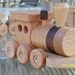 Train Set Large 6 Car Oak Wooden Heirloom Quality 5 Ft long I Beautifully hand finished with all natural beeswax SALE FREE TOYS