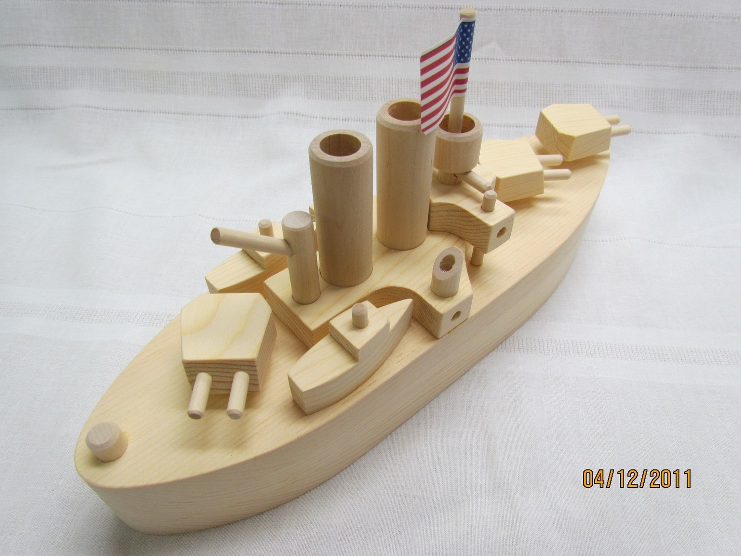 Battleship Wooden Toy 15 Long all natural finish ON by mikebtoys