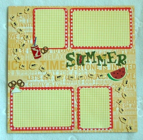 Summer Picnic Premade Scrapbook Page by