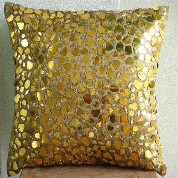 The Gold Mosaic Euro Sham Covers 26x26 Inches Silk Euro