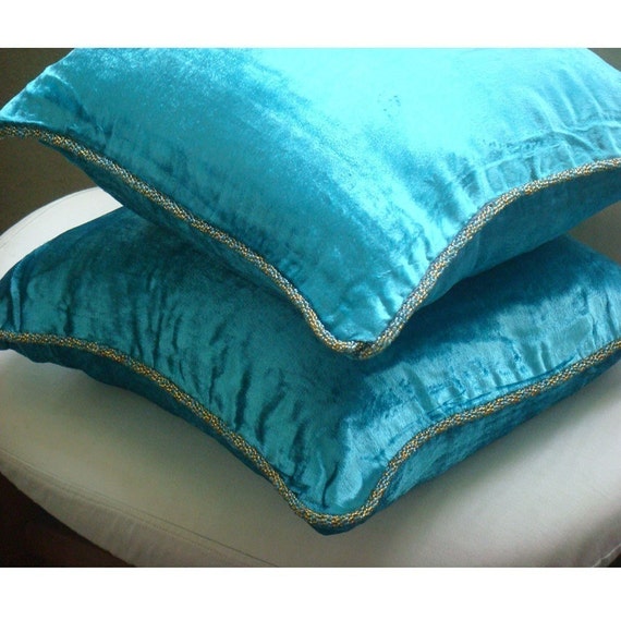 thehomecentric - Luxury Turquoise Blue Pillow Cases, 16
