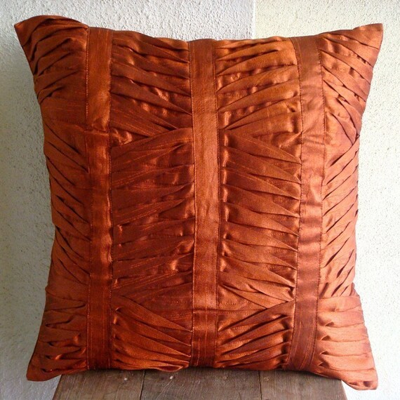 thehomecentric Handmade Rust Pillows Cover, 16"x16" Silk Pillowcase