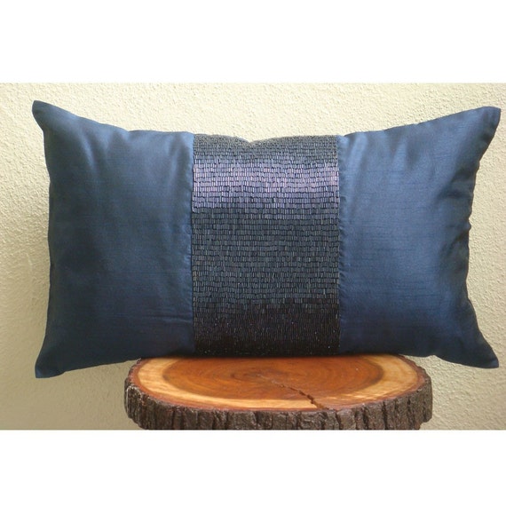 Striking Navy Oblong / Lumbar Pillow Covers 12x18 Inches