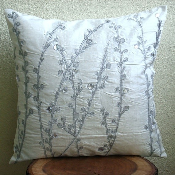 Designer White Pillow Cases 16x16 Silk Throw