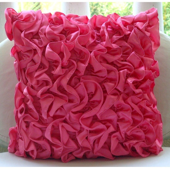 Fuchsia Pink Cushion Covers 16x16 Satin Pillow