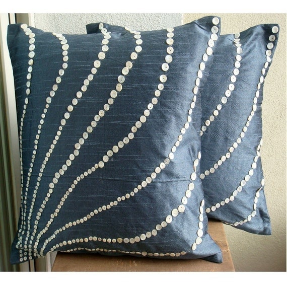 thehomecentric - Handmade Slate Blue Pillows Cover, 16