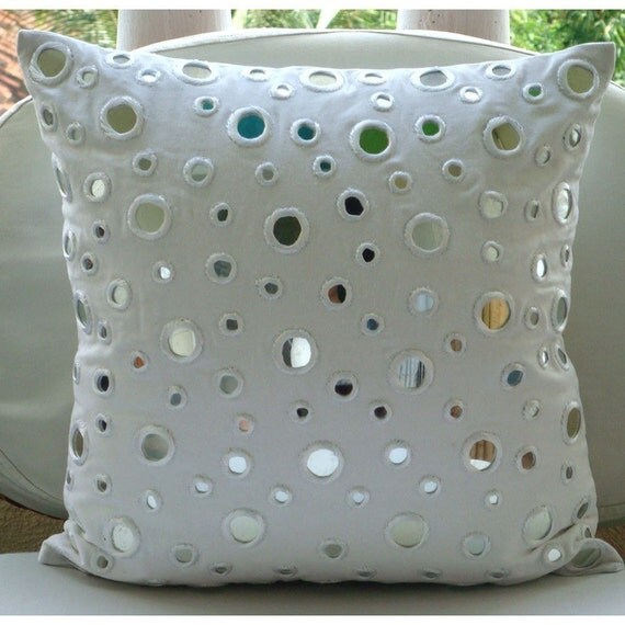 White Mirrors Euro Sham 26x26 Cotton Canvas Pillow Cover