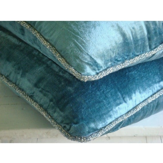 Blue Shimmer Euro Sham Covers 26x26 Velvet Euro Sham Cover