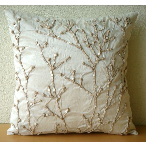 Luxury Ivory Throw Pillows Cover For Couch 16x16