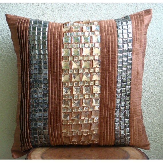 thehomecentric - Rust Pillow Cases 16x16 Couch Pillows Pleated And ...