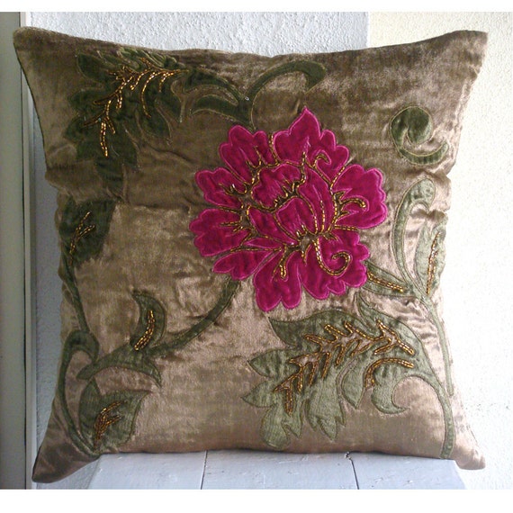Handmade Brown Pillow Covers 16x16 Velvet by TheHomeCentric