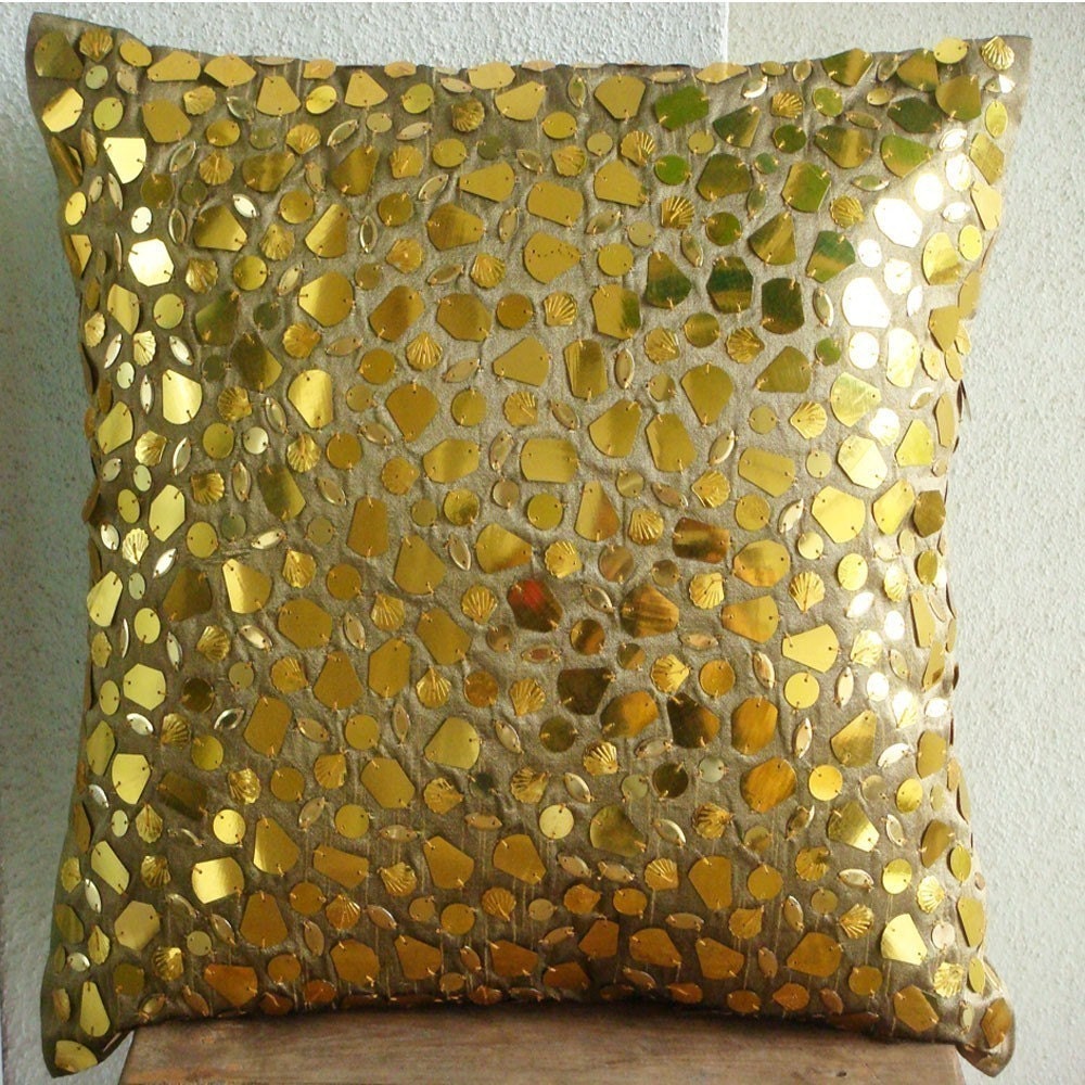 Luxury Gold Cushion Covers Mosaic 3D Metallic Sequins