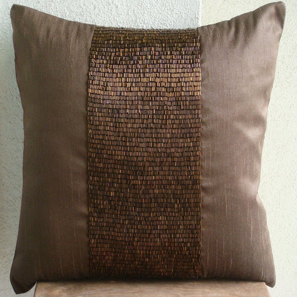 Handmade Dark Brown Decorative Pillow Cover 16x16