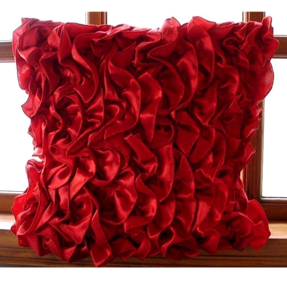 Handmade Red Cushion Covers 16x16 Satin Pillows