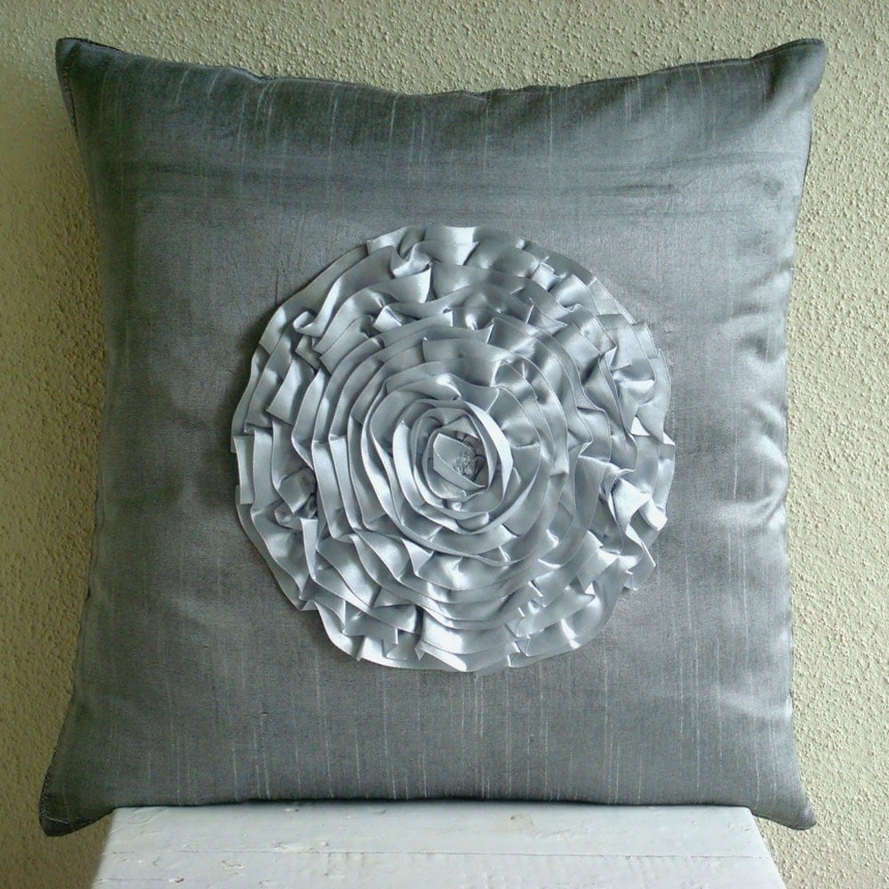 Silver Vintageous Throw Pillow Covers 20x20 Inches Silk