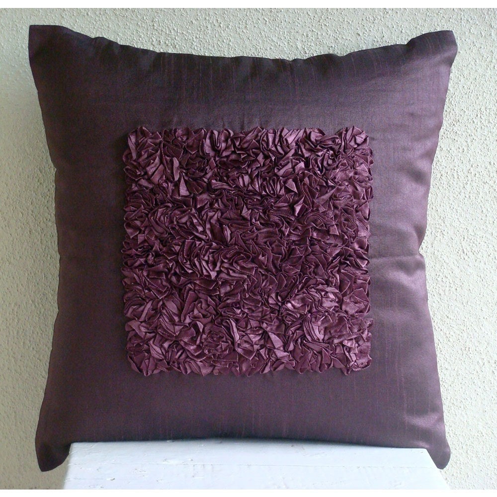 Designer Plum Throw Pillow Covers 16x16 Silk